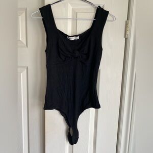 Elodie Black Knot Peekaboo Detail ribbed bodysuit NWOT
